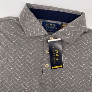 Polo Ralph Lauren Golf Shirt Mens S Grey Performance Golf Club Print Polo